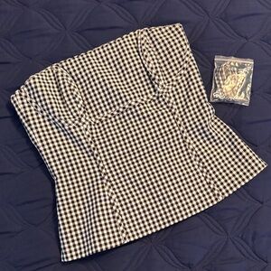 WHBM Black and White Checkered Women's Bustier Corset Top